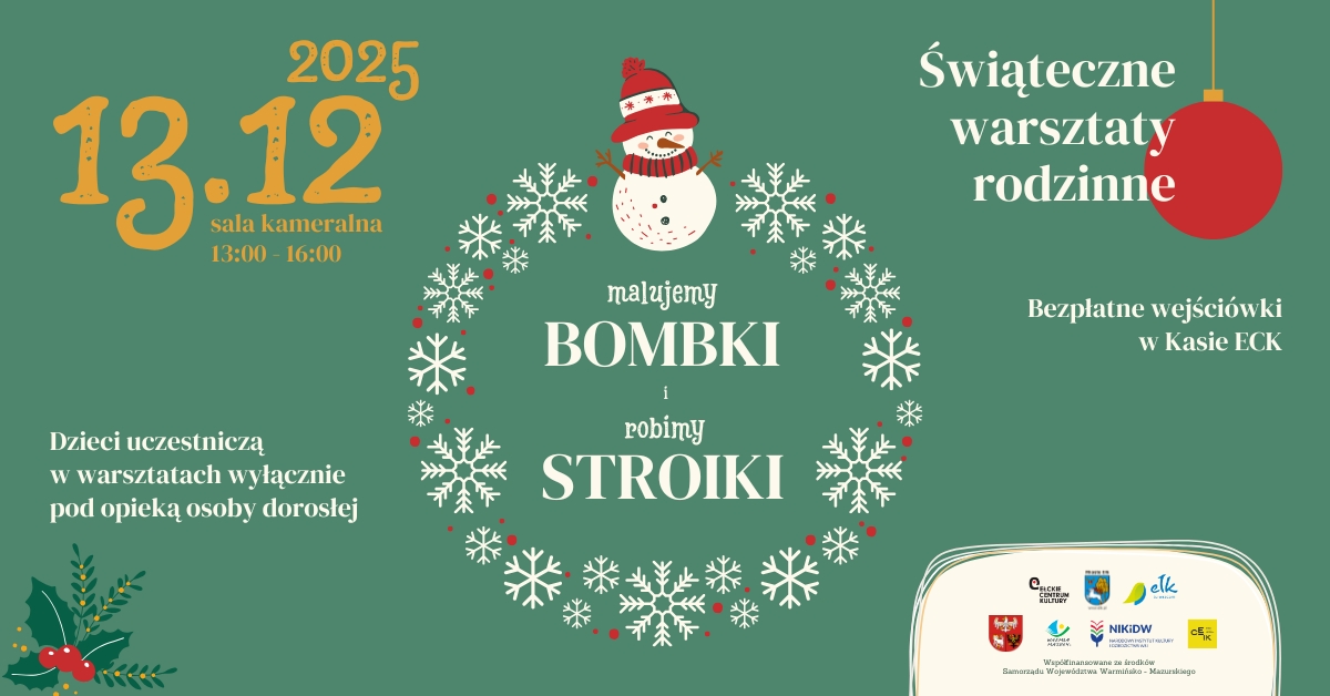 Świąteczne warsztaty rodzinne „Malujemy bombki i robimy stroiki”