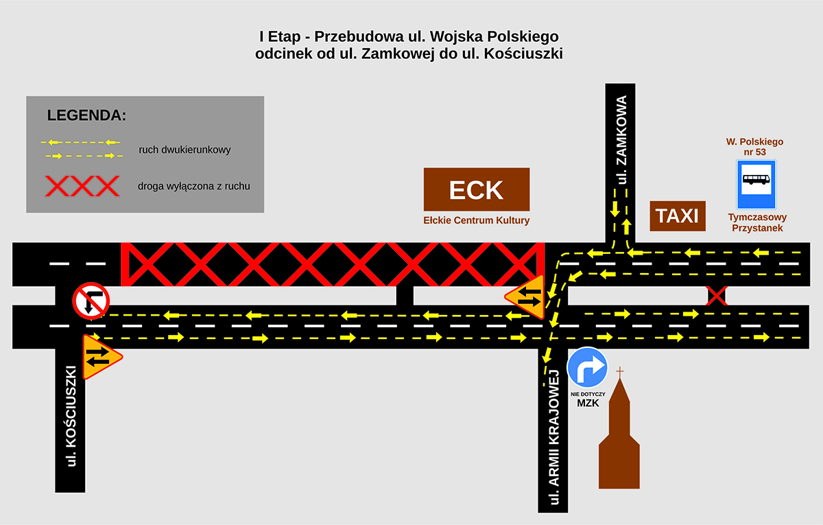 Si noti le modifiche nell'organizzazione del traffico a UL. Esercito polacco