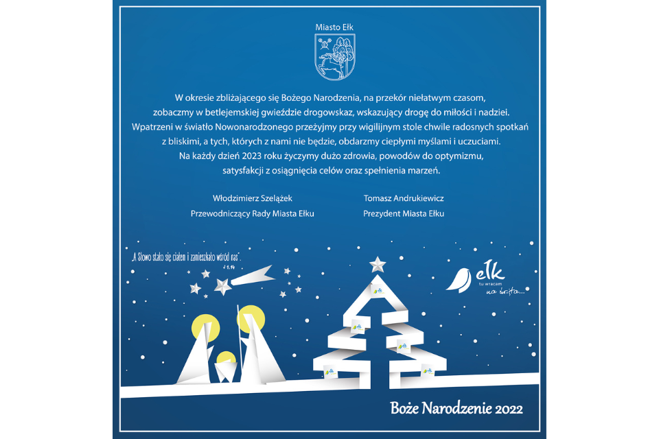 Christmas greetings of the President of the City of Ełk and the Chairman of the City Council