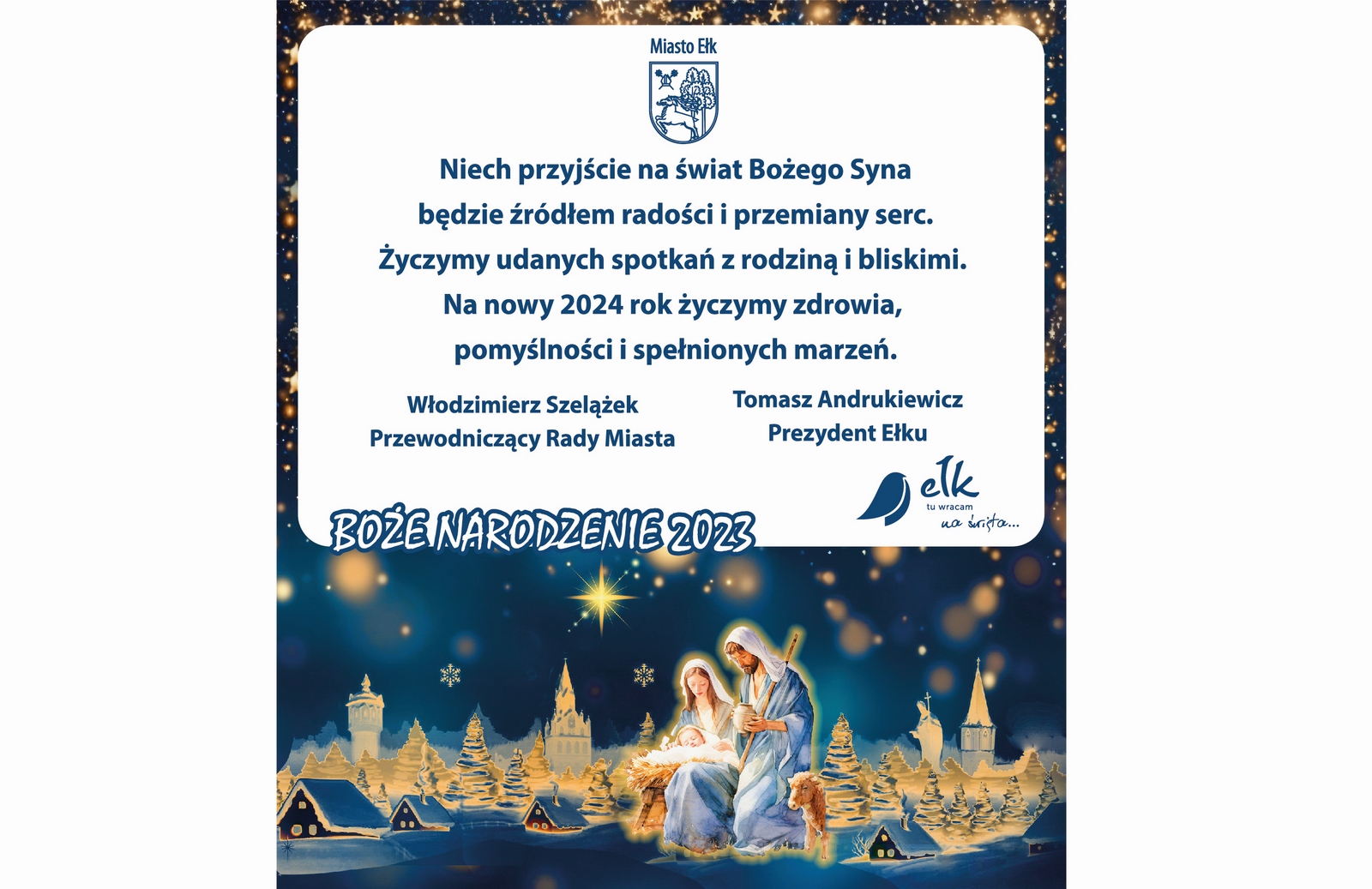Weihnachtswünsche des Bürgermeisters der Stadt Ełk und des Vorsitzenden des Stadtrates